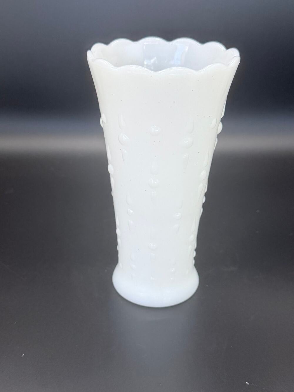 Vintage Anchor Hocking Teardrop Pearl Milk Glass Vase 7 Inch